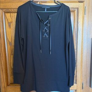 White House Black Market Black Lace-Up Tunic